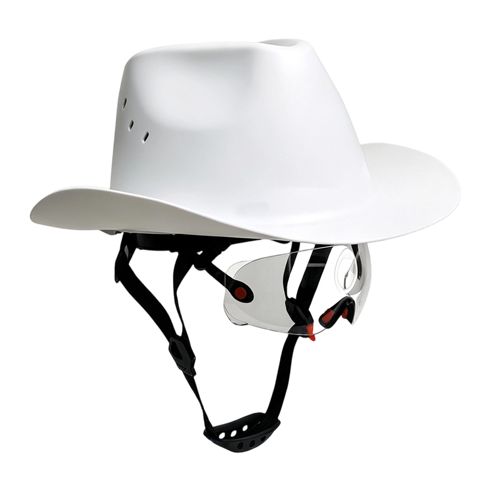 Arbeitsschutzhelm mit Cowboy Profil, belüfteter HDPE Schale, verstellbarer Innen Kinnriemen für Ranch und Baustelleneinsatz, Western Schutzhelm, belüfteter HDPE Schale, verstellbarer Kinnriemen
