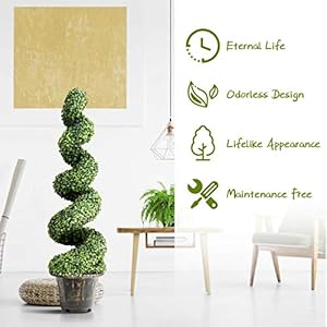 Goplus4ftartificialboxwoodspiraltopiarytreefakegreeneryplantsleavescementfilledplasticflowerpotdecorativetreesforporchhomeofficeindooroutdoor Urban Country Home Decor Goplus 4 ft artificial boxwood spiral topiary tree fake greenery plants leaves cement filled plastic flower pot decorative trees for porch home office indoor outdoor urban country home decor