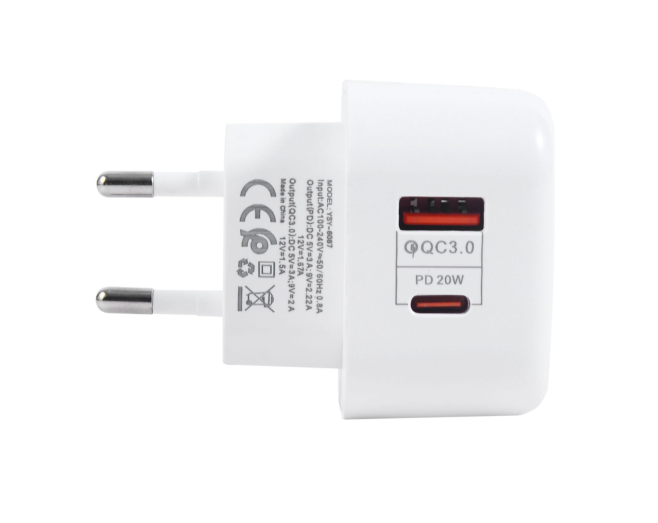UK to European Travel Adapter Plug Charger 20W Fast Charging European Wall Adaptor EU Plug Fast Charger Compatible with iPhone 17 16 15 14 13 11 Pro Max For Samsung S25 S24 S23 S22 S21 S20 A56 A55 A54 — view 6