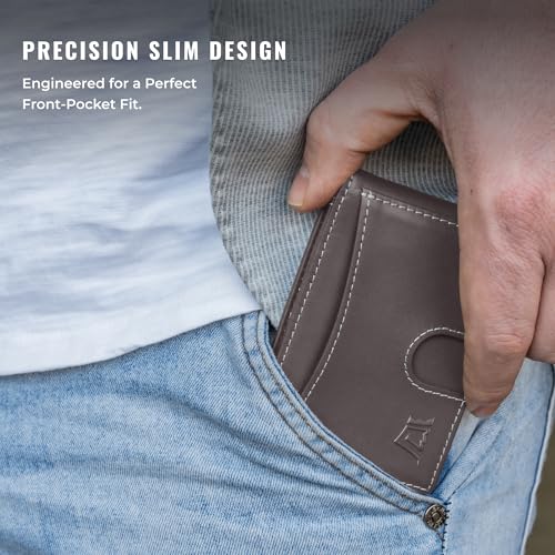 Image of Kings Loot Money Clip Slim Minimalist Wallet for Men - RFID Blocking Leather Design with Money Clip - Front Pocket Bifold Holds 12 Cards - Stylish & Compact Wallets (Slate)
