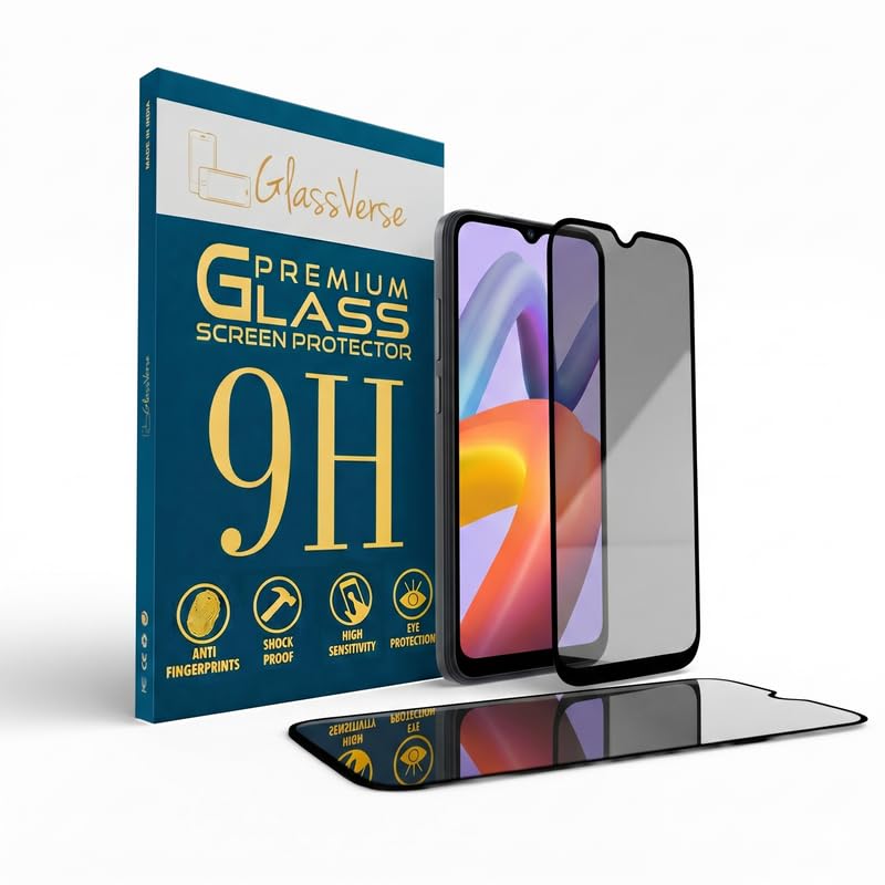 Image of GlassVerse Privacy Tempered Glass for Redmi A2 | Anti Spy Screen Protector, 9H Hardness, Edge to Edge, Case Friendly, Hassle-less Installation Kit Included. (Pack of 2)