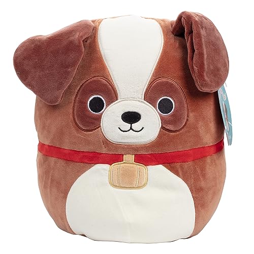 Squishmallows 10' Sassafras the St. Bernard Dog - Officially Licensed Kellytoy Plush - Collectible Soft & Squishy Puppy Stuffed Animal Toy - Add to Your Squad - Gift for Kids, Girls & Boys - 10 Inch