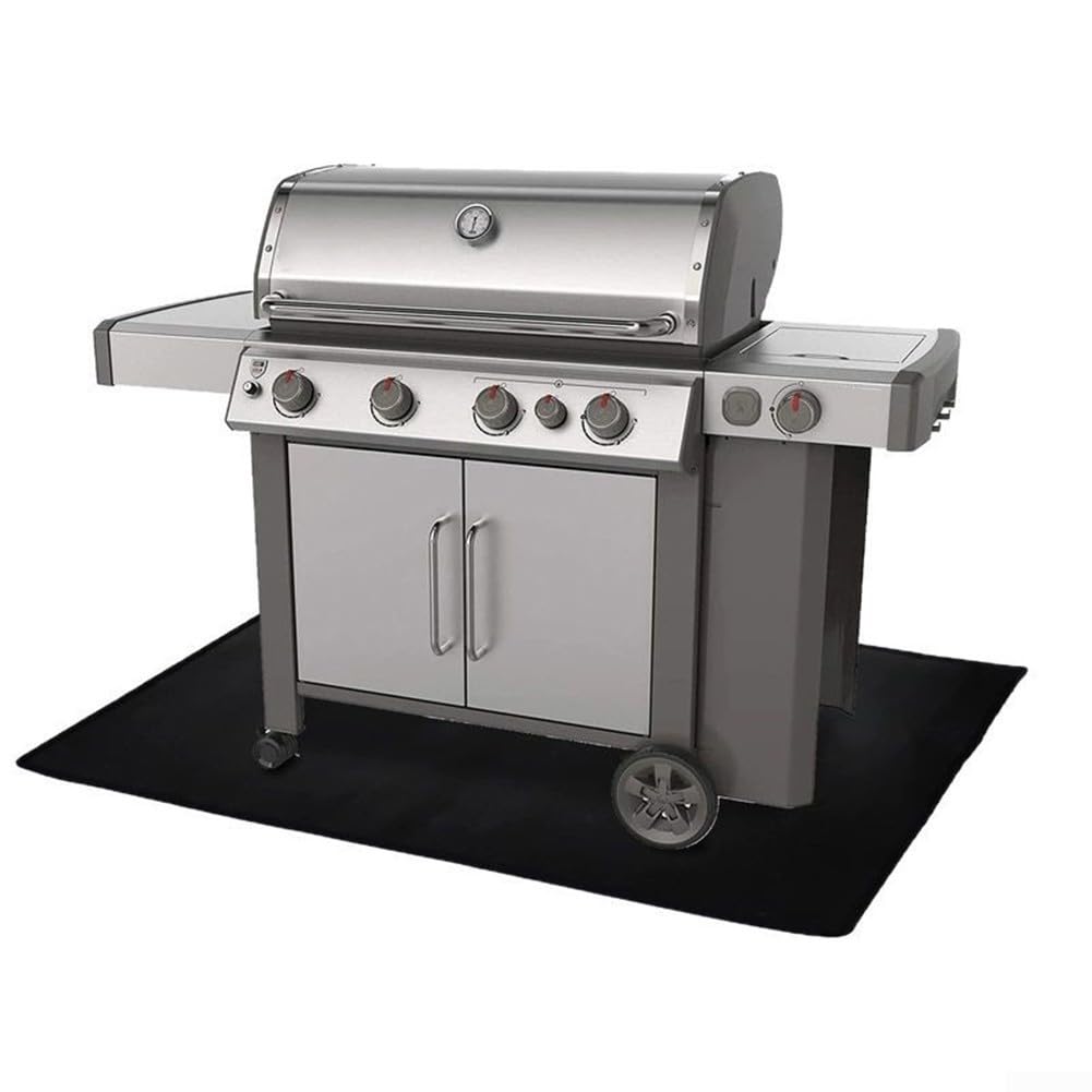 Protector de suelo de fibra de vidrio retardante de 152 x 100 cm con aislamiento de silicona para barbacoa y chimenea, resistente al aceite, fácil de limpiar (152 x 100 cm)