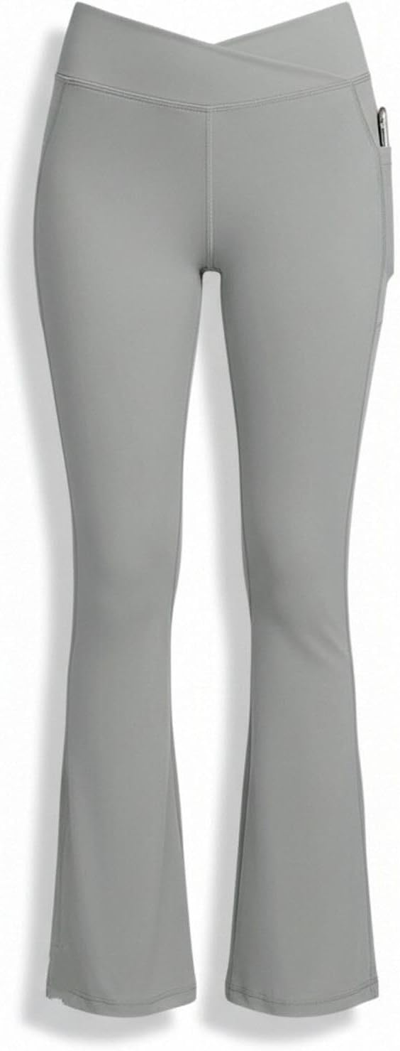 Yoga Flare Leggings for Girls Casual High Waist Solid Color Workout Trousers with Pocket Comfy Active Dance Pants 5-14Y