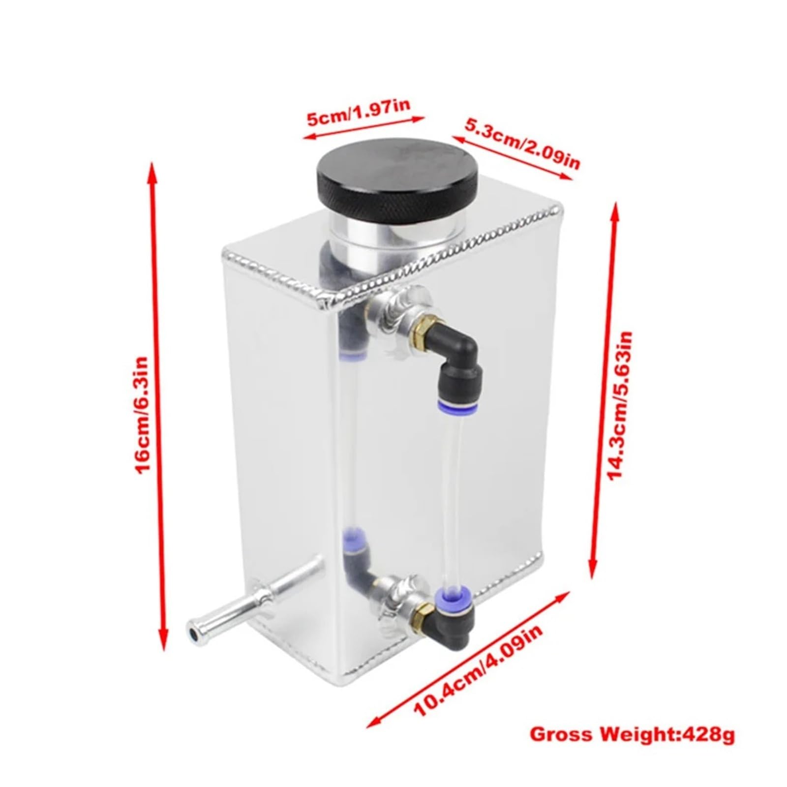 Réservoir De Liquide Refroidissement Radiateur En Aluminium Universel 600 Ml Avec Indicateur Niveau Vase De Liquide De Refroidissement