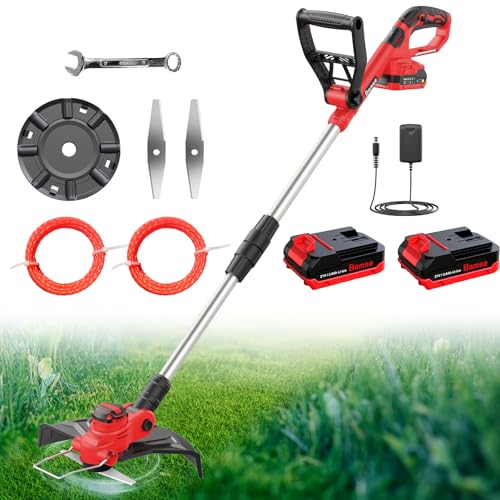 Decespugliatore a Batteria 21V, Bamse Tagliabordi Elettrico Brushless,Tagliabordi a Batteria con 2...