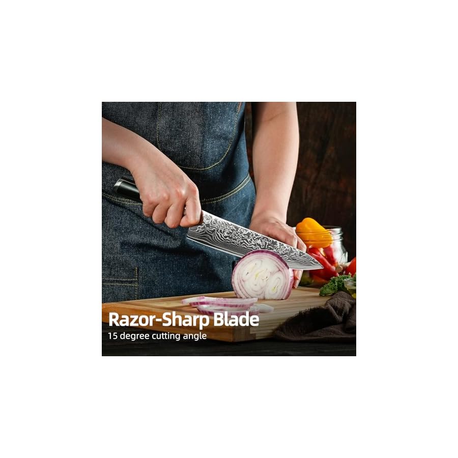 Sunnecko-Chef-Knife-8-Inch-Damascus-Kitchen-Knife-Japanese-Chefs-Knife-Vg10-High-Carbon-Stainless-Steel Sunnecko Chef Knife 8 Inch, Damascus Kitchen Knife Japanese Chefs Knife Vg10 High Carbon Stainless Steel