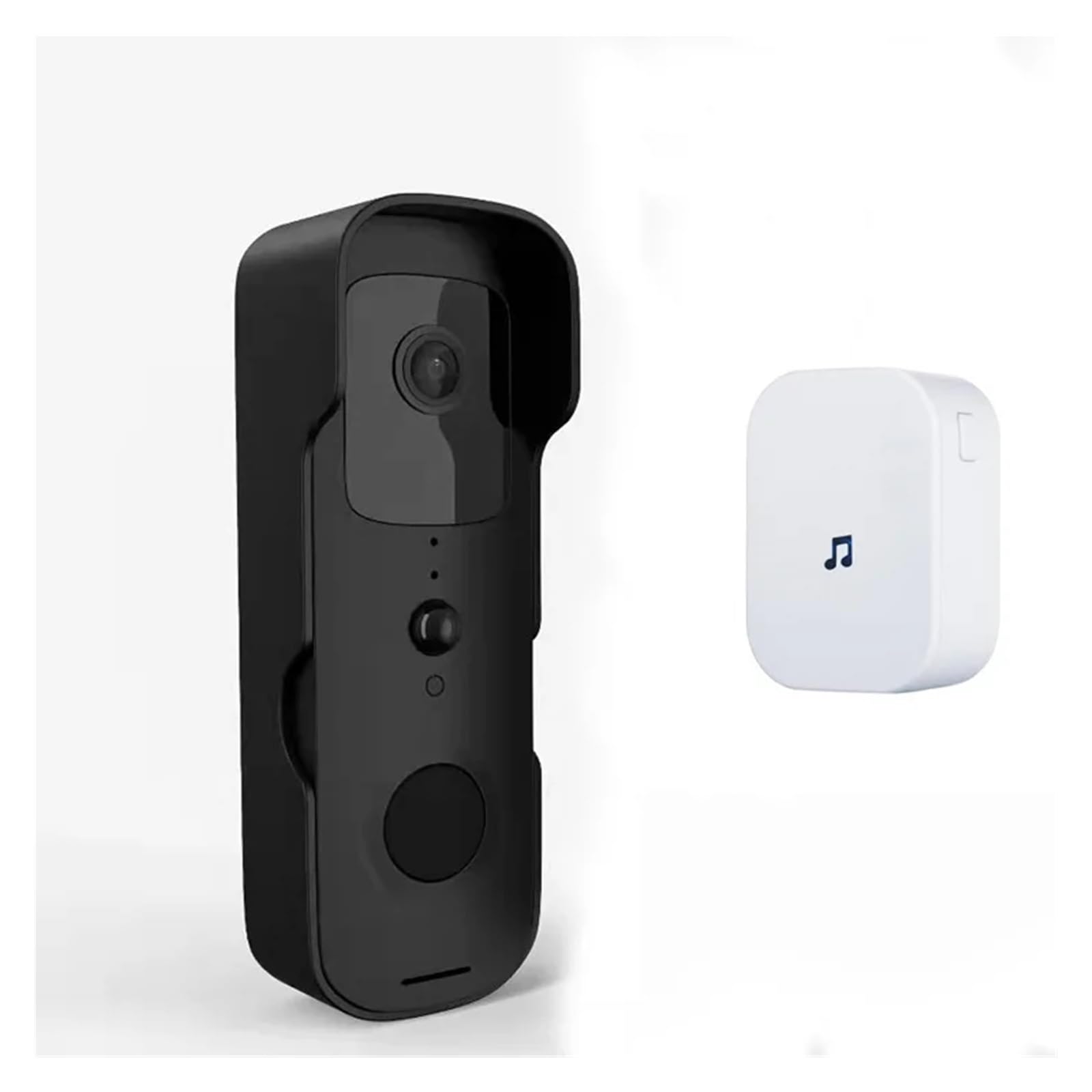 Portero automático. Timbre con video intelinte, wifi, resistente al agua, cámara de puerta, inalámbrico, monitoreo de audio bidireccional, tono de llamada, 1080p Videoportero(Black No Battery)