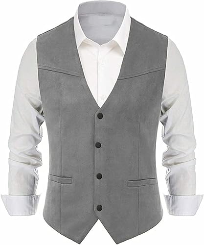 Bylunta Men'S Cowboy Suede Vest Western Vest Casual Cowhide Suede Vest For Men thumb #5