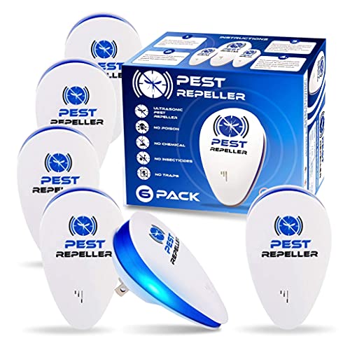 Ultrasonic Pest Repeller 6 Pack, Pest Repeller Ultrasonic Plug in Electronic Pest Repeller Pest Reject for Insect, Roach, Mice, Spider, Ant Bug Mosquito Repellent for House, Garage, Warehouse ,Office