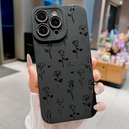 Coque iPhone 15 Pro protection antichoc au design rose noire premium