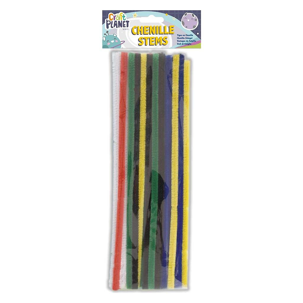 Craft Planet Pipe Cleaners 300mm 20 Pack 6 Vivid Colours, Long Chenille Stems, Craft Supplies, Wire Pipecleaners, Fluffy Tinsel Wands For Crafts, Crafting Pipes, Autumn, Christmas