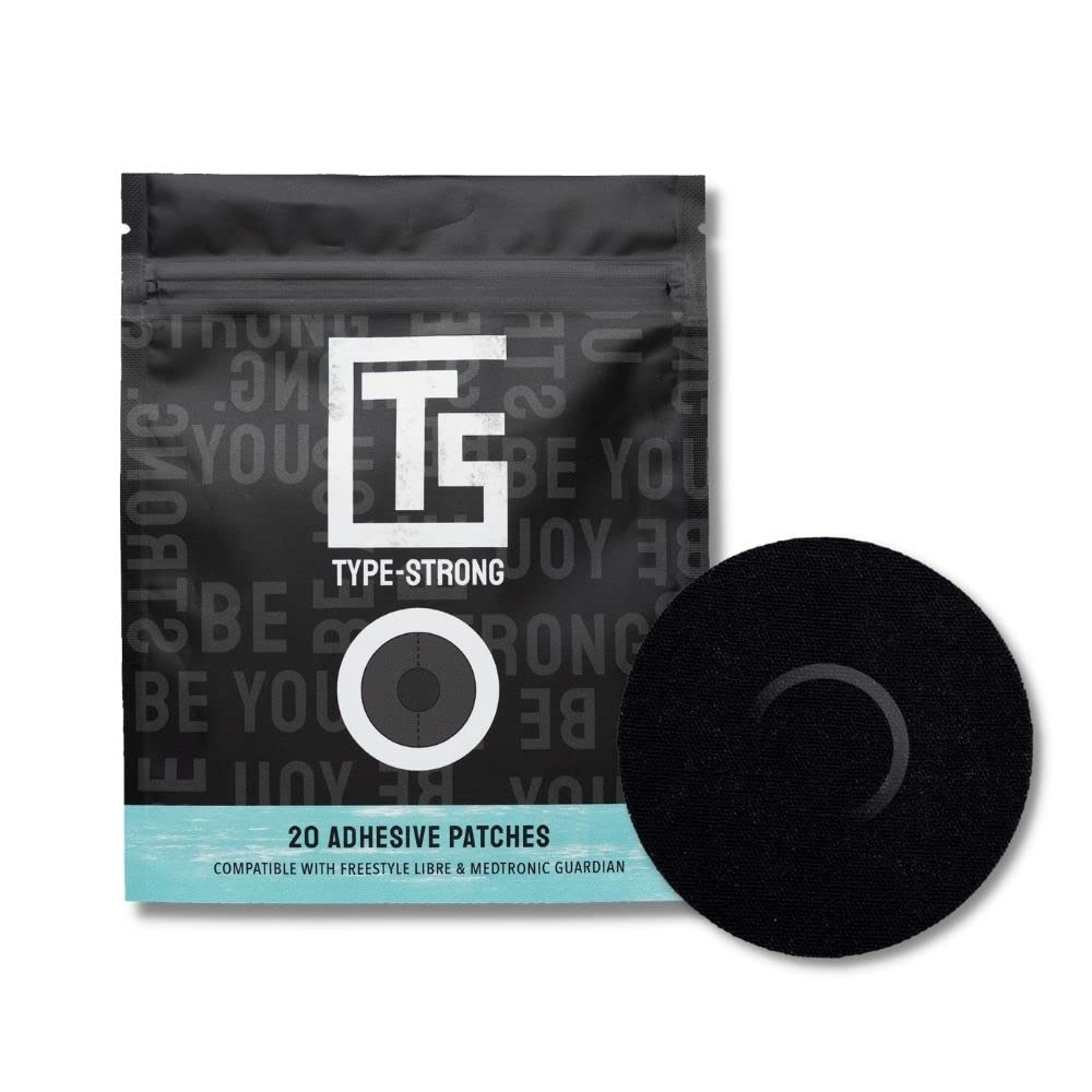 Type Strong Sensor Covers for Freestyle Libre 1 and 2 - Medtronic Compatible - Waterproof CGM Sensor Adhesive Patches - Comfortable & Breathable Over Patch - Easy to Apply - 20 Pack (Black)