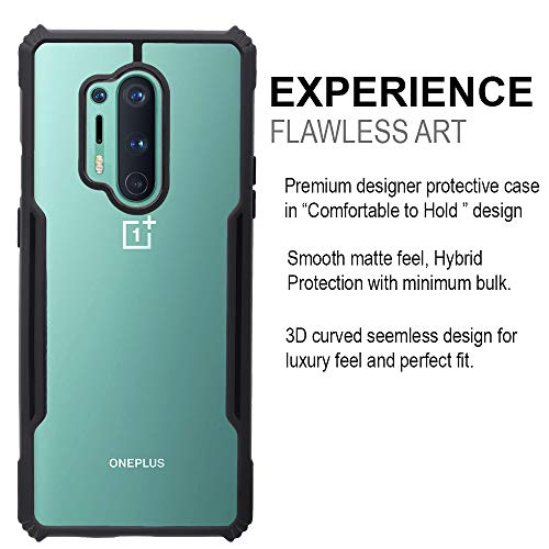 Image of LIRAMARK Transparent Clear Shock Proof Back Cover Case Designed for OnePlus 8 Pro / 1+8 Pro (Black)