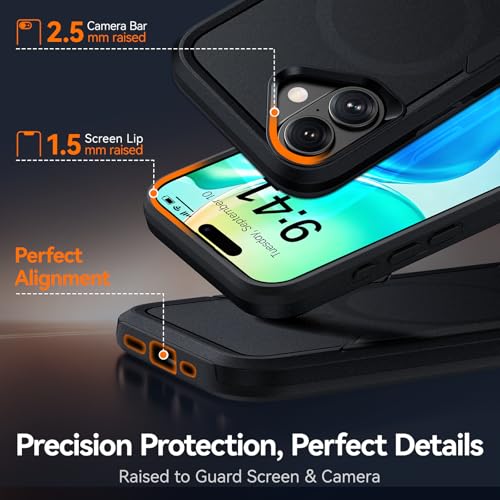 MZHGXKI Protective for iPhone 17 Case [with Screen Protector], Black - image 4