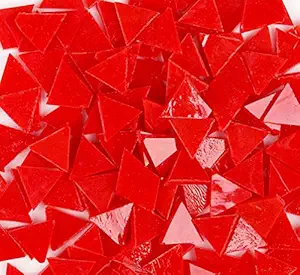 Triangle 0.6x0.6 inch Stained Glass Sheets Pieces, Mosaic Tiles Stained Glass, Glass Mosaics Tiles for Artwork and Crafts Art Projects, 200 g Value Pack - Red