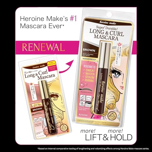 Image of Heroine Make by KissMe Waterproof Mascara New Brown | Volumizing, Lengthening & Smudge-Proof Formula | Waterproof Mascara for Long-Lasting Curl & Volume | Made in Japan