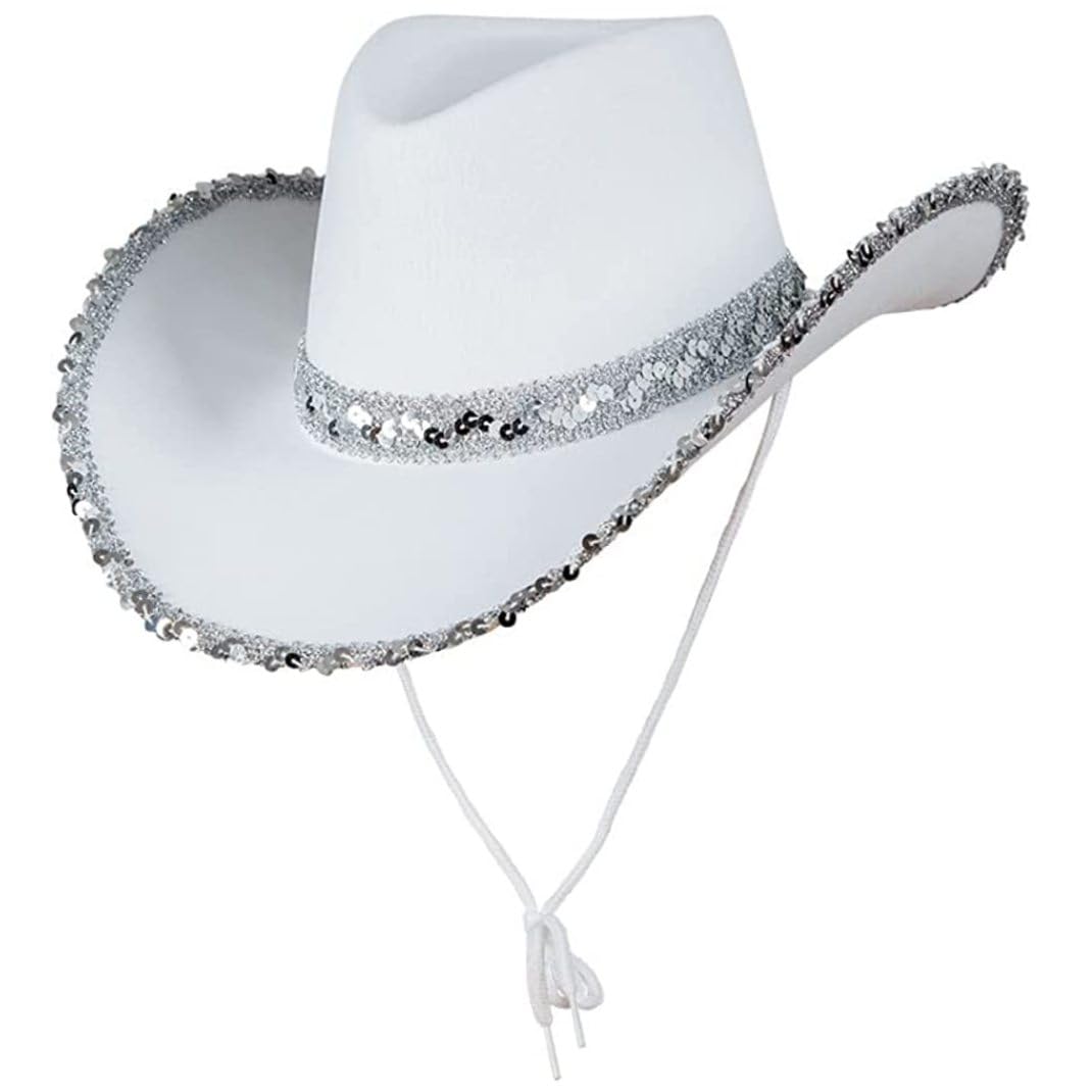Cappello da Cowboy texano per Adulti, Bianco, Accessorio per Feste in Maschera, Unisex, Ottimo Rapporto qualità-Prezzo.