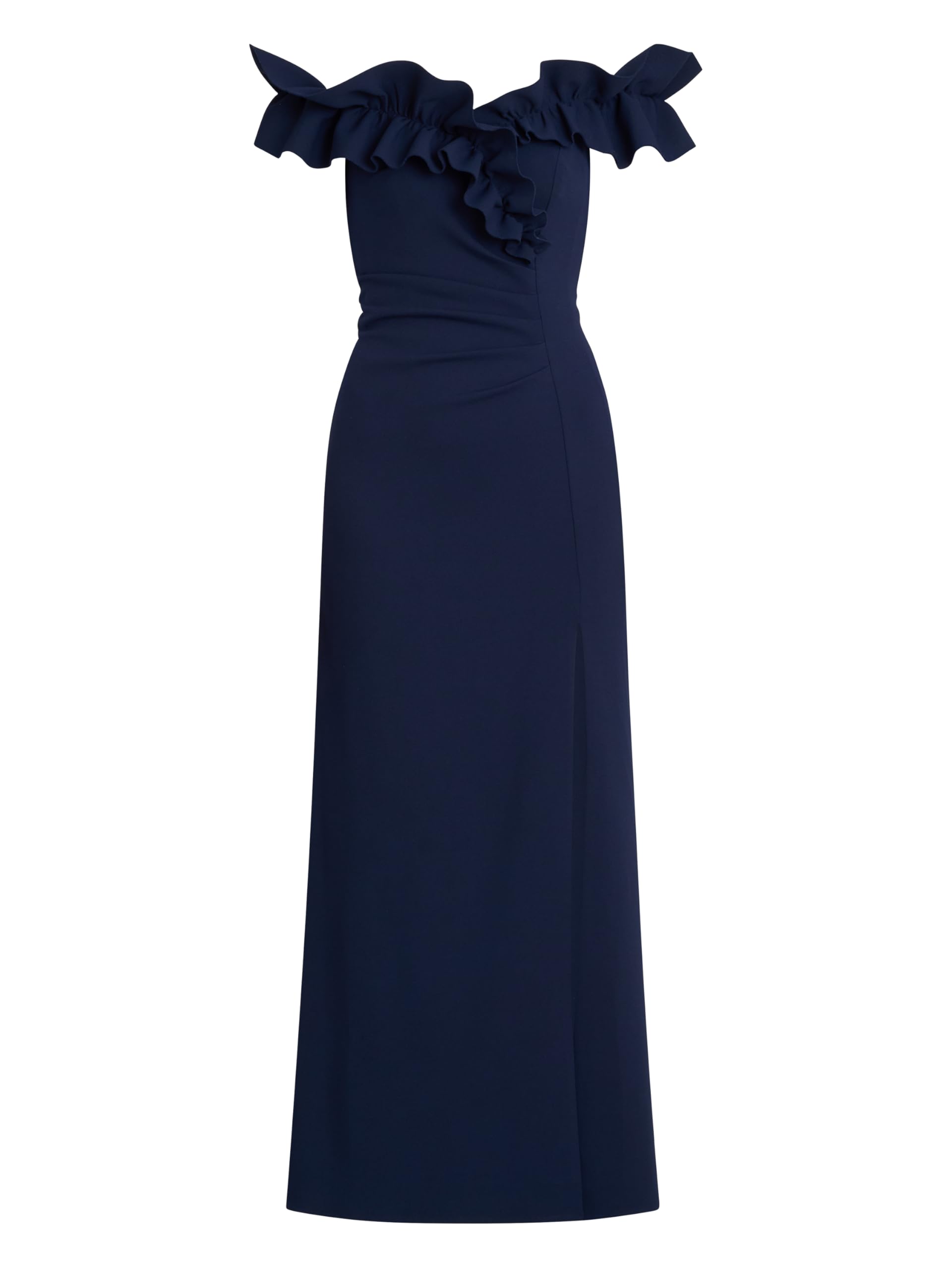 Gina Bacconi Women's Ruffle Top Maxi Dress Cocktail, Navy, 8
