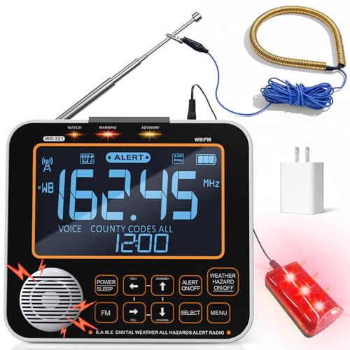 Image of NOAA Weather Alert Radio for Home - S.A.M.E. Localized Programming, 23 Country Codes & 75+ Emergency Alerts NOAA Weather Radio with Battery Backup External Antenna and Warning Light for Home