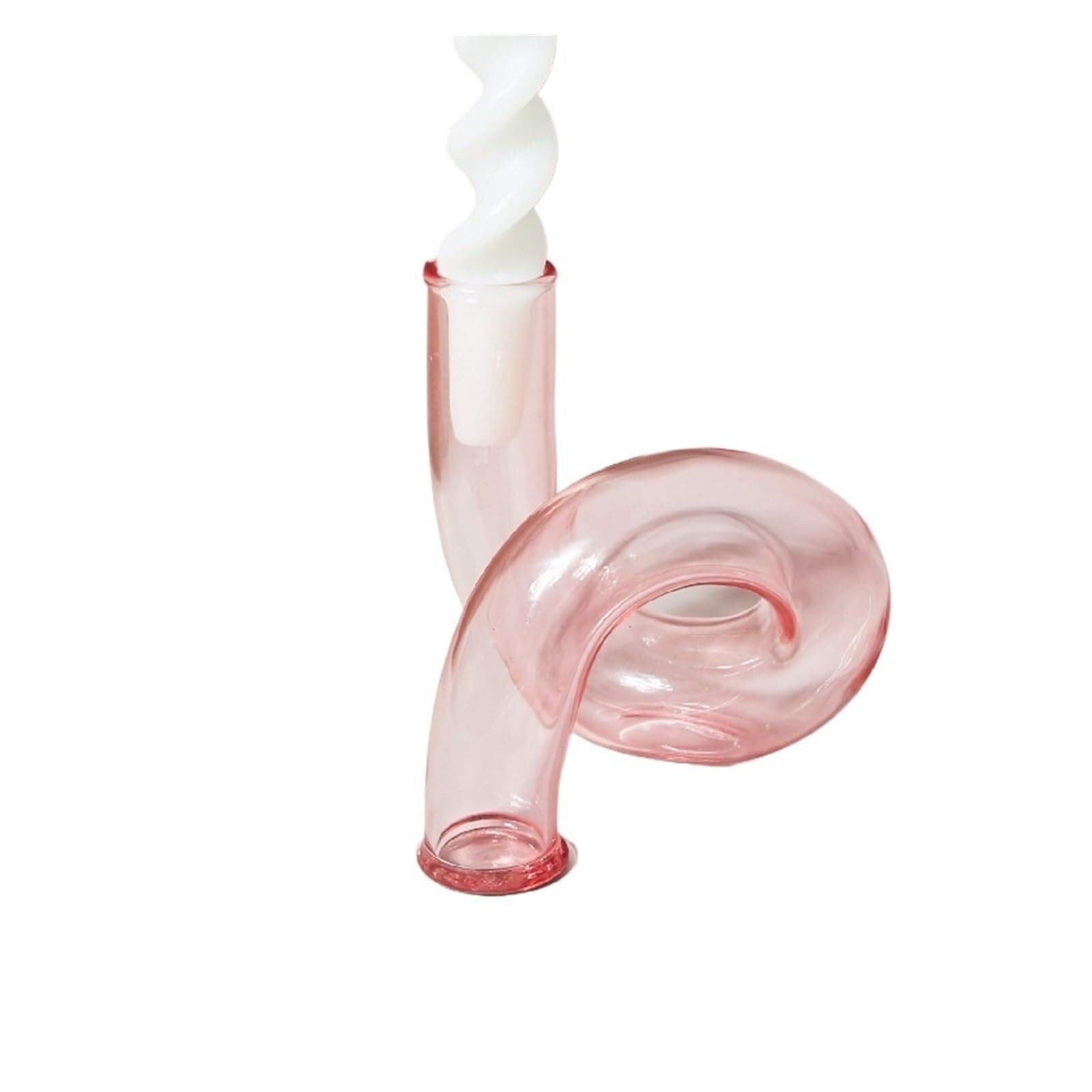 Candle Holders Glass Vases Clear Flower Vase Candle Holders Wedding Centerpieces Home Decoration Table Candlestick Holder(Pink Vase)