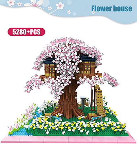 sookin Bausteine Architektur Modell, 5280 Klemmbausteine Sakura Baum Bausteine mit Bauplatten Kirschblüte Gebäude… – Bild 8