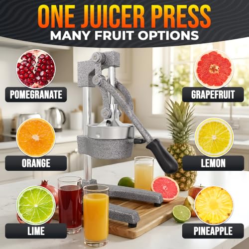 Image of Cast Iron Juicer Hand Press, Heavy-Duty Squeezer (Silver)