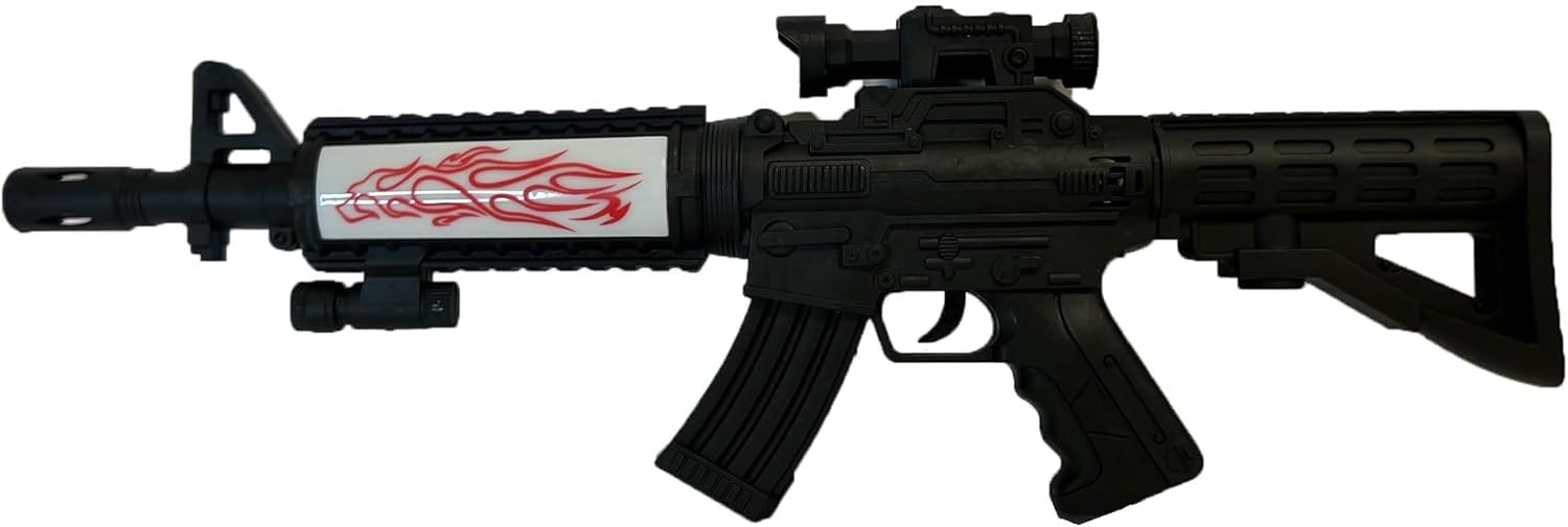 Mitra - Juguete con luces y sonidos, 50 cm, rifle de juguete para niños, mitra, pistola de juguete Mitra M4, juego con luces, sonidos ametralladora, juguete para niños a batería, juego de rifle