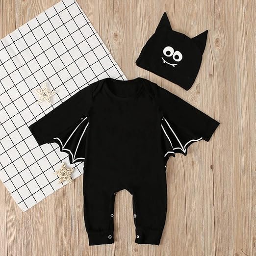 BabyMoon | Set of 2 | Baby Bat Ears Cap & Costume | Baby Photoshoot Props | Halloween Costume | 12-18 Months-image-32