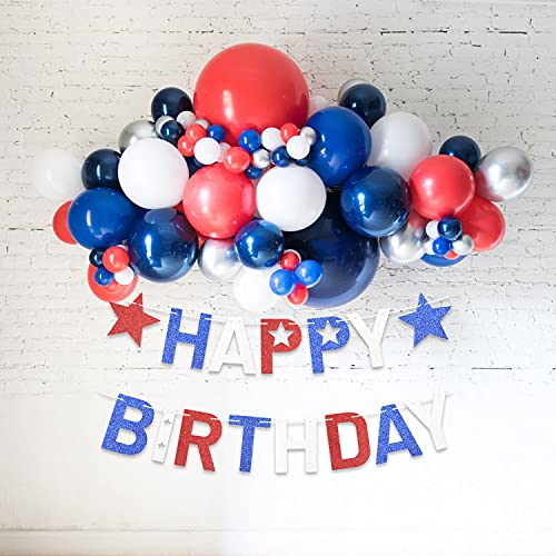 4Th Of July Happy Birthday Banner Glitter Red White And Blue Star Garland Party Decoration Memorial Day Patriotic Supplies #TOP2