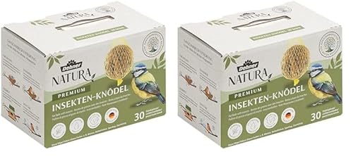Dehner Natura Premium Meisenknödel mit Netz, Insektenknödel, ganzjähriges Wildvogelfutter proteinreich/energiereich, 30 Stück je 90 g (2.7 kg), Karton aus FSC-zertifizierter Produktion