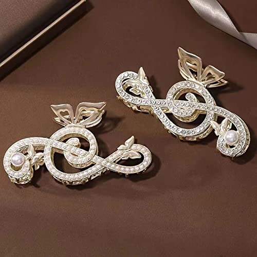 Gold Music Note Hair Clip, Metal Claw Clips for Women Girls Musical Score Hair Design Hair Accessories Strong Hold Jaw Clips for Thick Hair