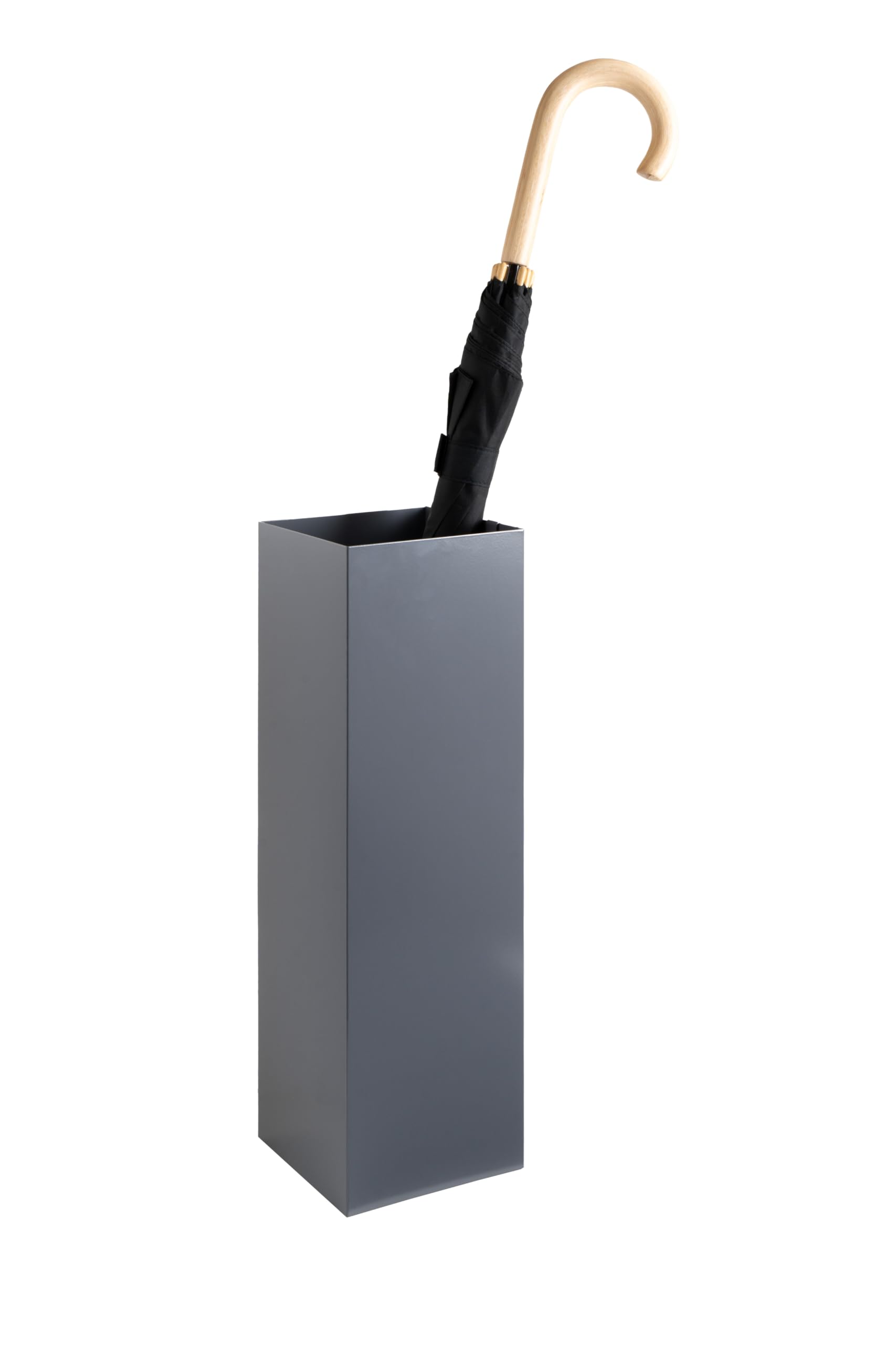 Portaombrelli Moderno In Metallo Neustein – 2 Ganci E 2 Vaschette Estraibili, 15,5x15,5x49 Cm, Grigio Antracite Per Ingresso E Ufficio