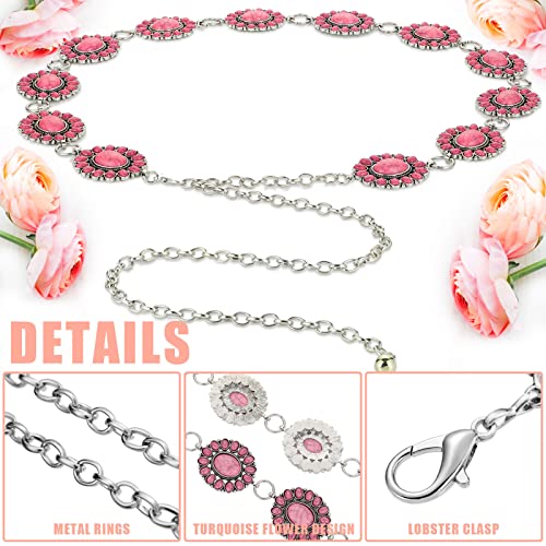 Kenning Turquoise Concho Chain Belt Metal Western Waist Belts for Women Boho 1.2 x 2 Inch Turquoise Drop Statement Post Earrings3