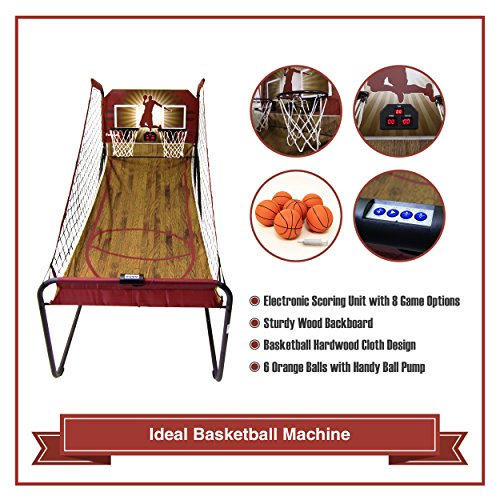 Harvil Double-Swish Electronic Basketball Game with 8 Game Options, Six 7-Inch Basketballs, 2 Steel Rims and Inflation Pump