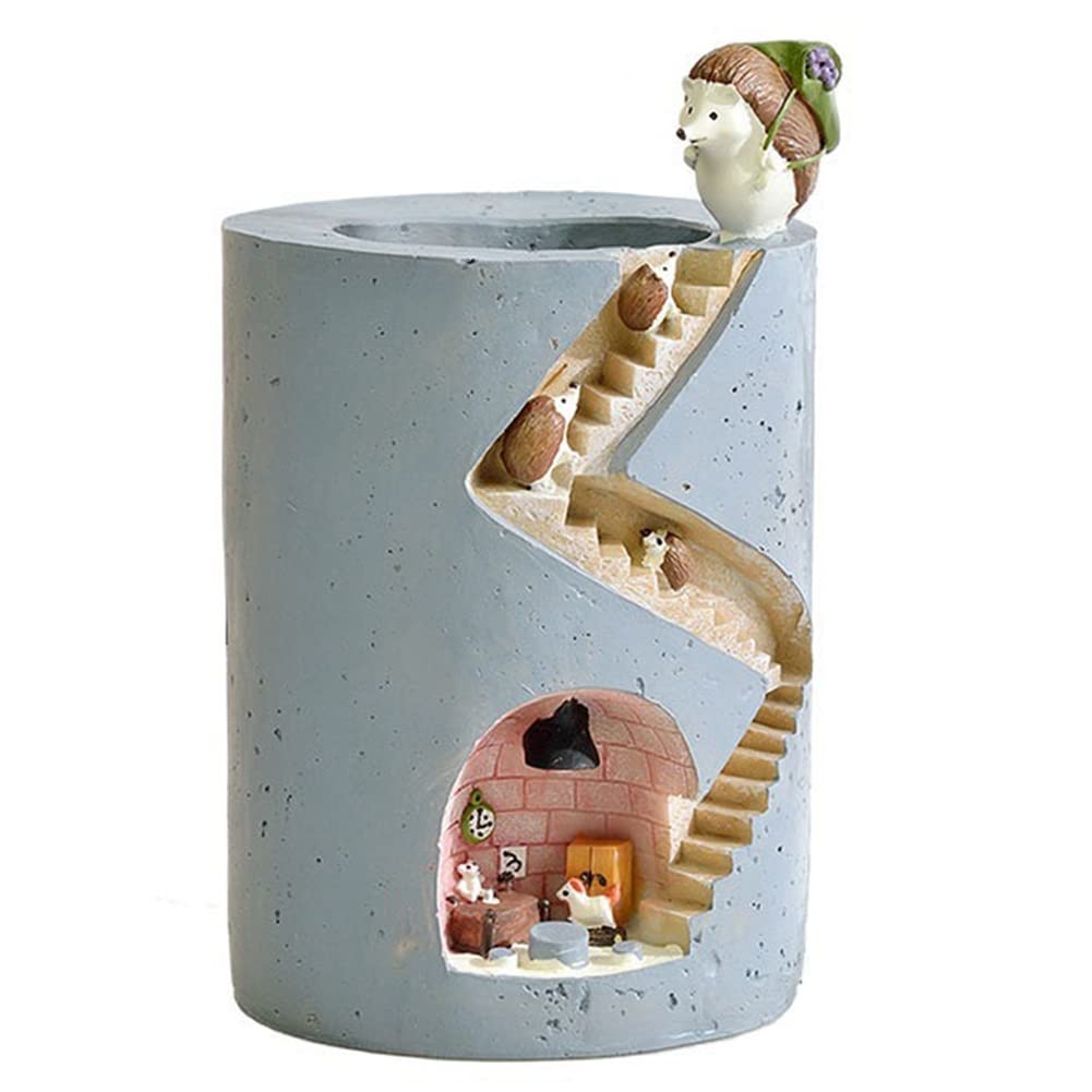 Aflytep Animal Resin Succulent Plant Pot Planter Hedgehog Container Decorative Pot Desktop Ornament