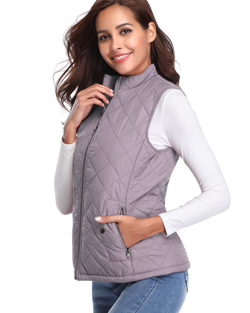 fuinloth Gilet Donna Smanicato Invernale Panciotto Dritto Collarei Giacche Ultraleggeri Senza Maniche Giacca con Tasca con Cerniera