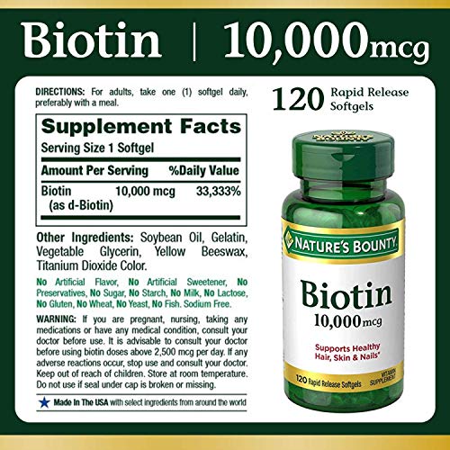 Nature's Bounty Biotin 10,000 Mcg - Image 3