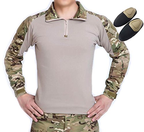 Tactical Hunting Military Long Sleeve Shirt with Elbow Pads Camo Multicam MC (L)