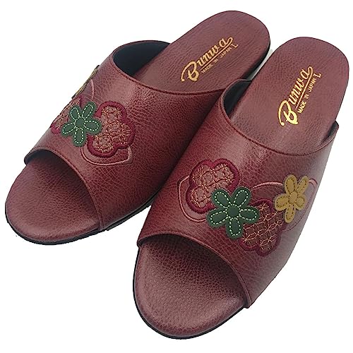 サンダル 日本製 婦人 つっかけ レディース 軽量 文和 ブンワ サンダル 花 刺繍 ヘップサンダル 前空き 春 夏 秋 冬 コンフォートサンダル 春 夏 秋 冬 ヘップサンダル 軽い 靴 オフィスサンダル 女性 母の日 敬老の日 3336(エンジ M【2