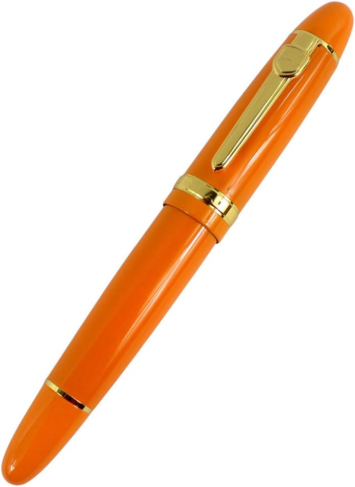 Jinhao 159 Big Heavy Barrel Medium Nib Fountain Pen with Golden Clip - Orange - Image 4