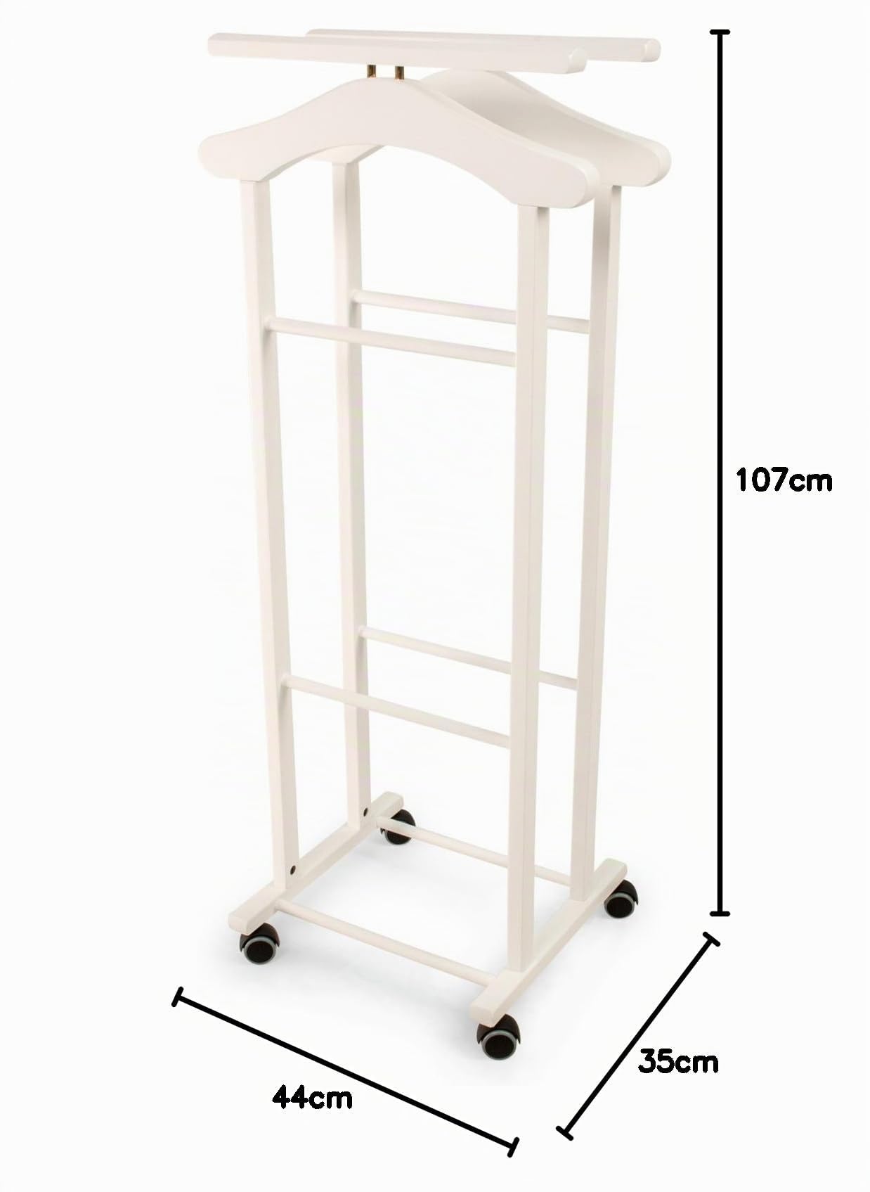 Arredamenti Italia Indossatore per Camera da Letto Clever, Legno - Doppia gruccia - Finitura Bianco AR-It Il Cuore del Legno