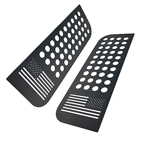 Rear Door Window Decals Aluminum Alloy Glass Panel Cover for 2018-2026 Wrangler JLU Gladiator JT (Porous and Flag)