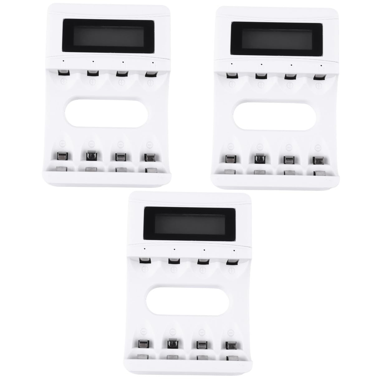 HEMOTON 3piezas Cargador De Batería LCD Inteligente Ranuras y Pantalla Carga USB para Baterías Recargables AA AAA Protección De Sobrecarga y Temperatura