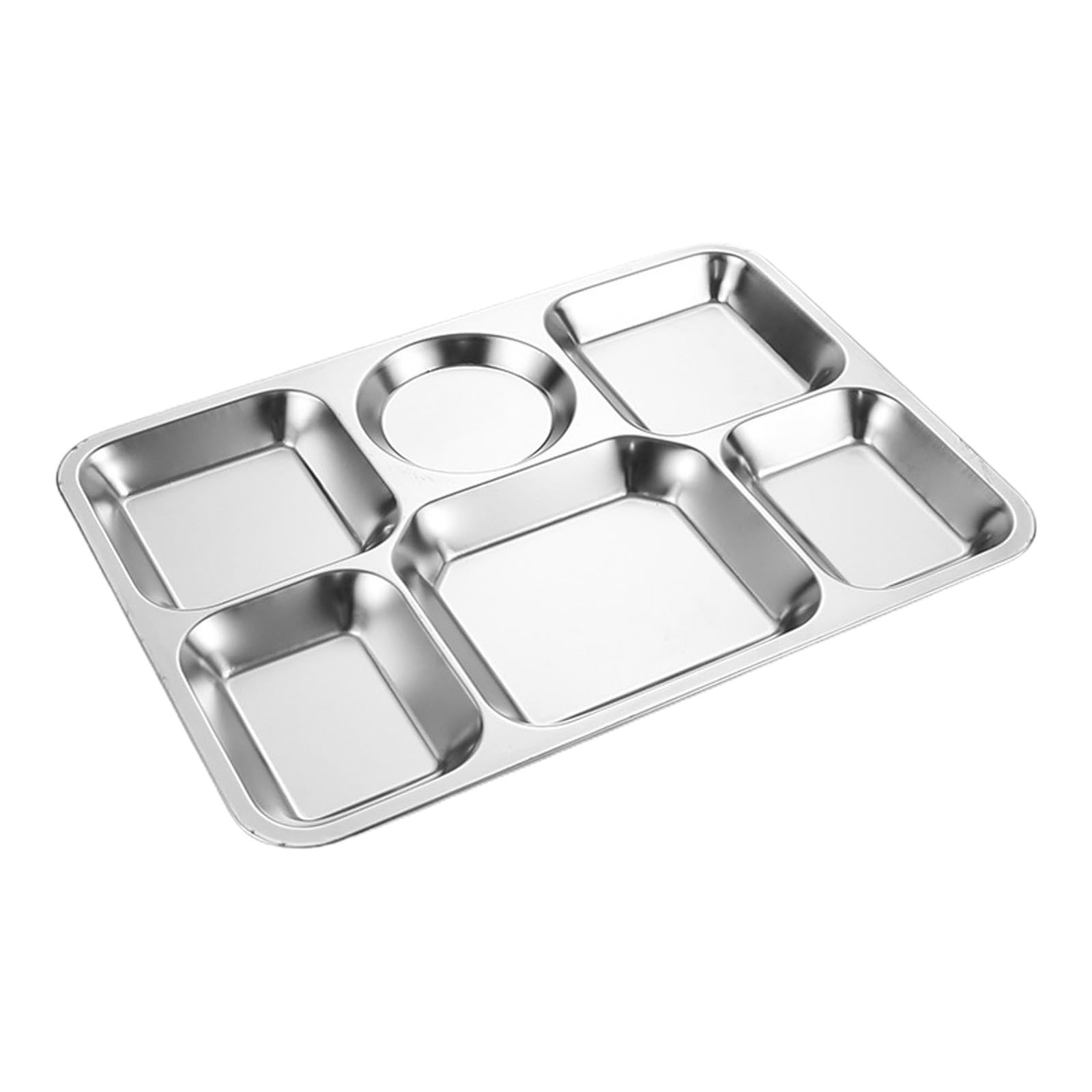 X-Institute Stainless Steel Divided Plates Mess Food Sectioned Tray with Compartments Serving Plate Dividers for Control Portion Plates for Weight Loss