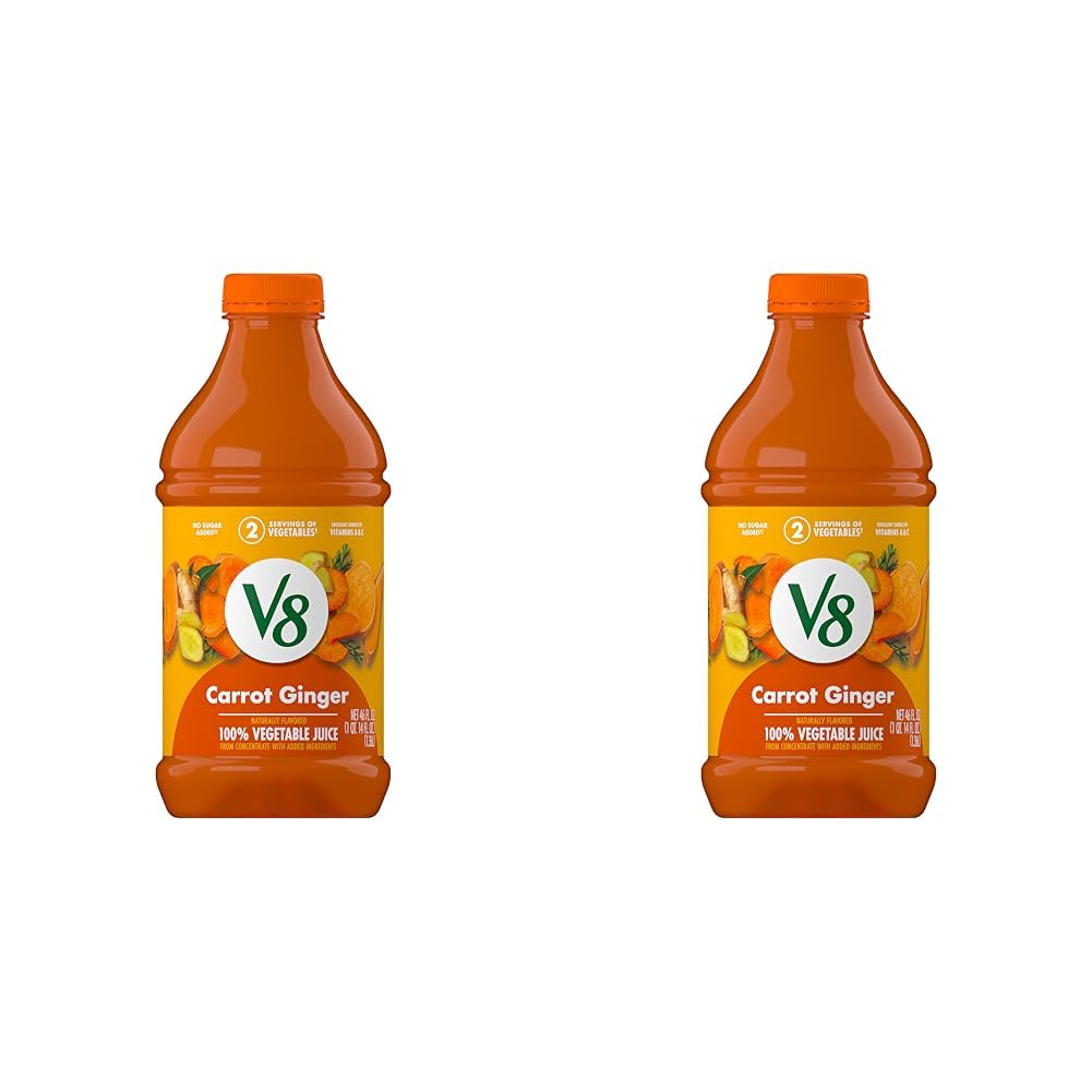 V8Carrot Ginger 100% Vegetable Juice, 46 fl oz Bottle (Pack of 2)