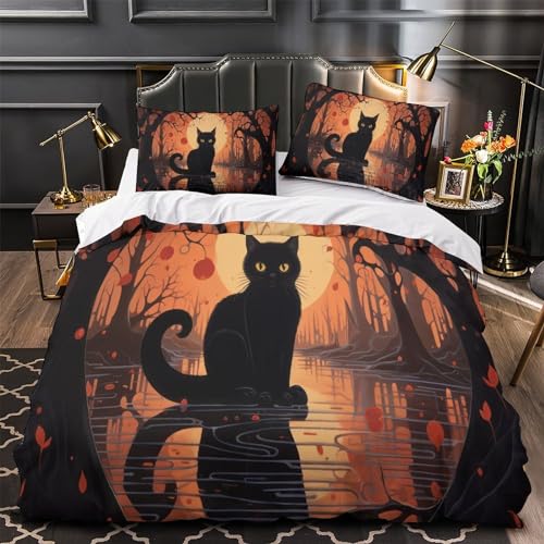 Parure de lit chat 3D king size en microfibre de qualité supérieure douce