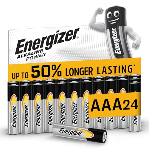 Energizer Alkaline Power - Pile AAA (Confezione da 24) Batterie Alcaline 1,5V - potenza di lunga durata - 100% imballaggio riciclabile privo di plastica - 7 anni di conservazione [Esclusiva Amazon]