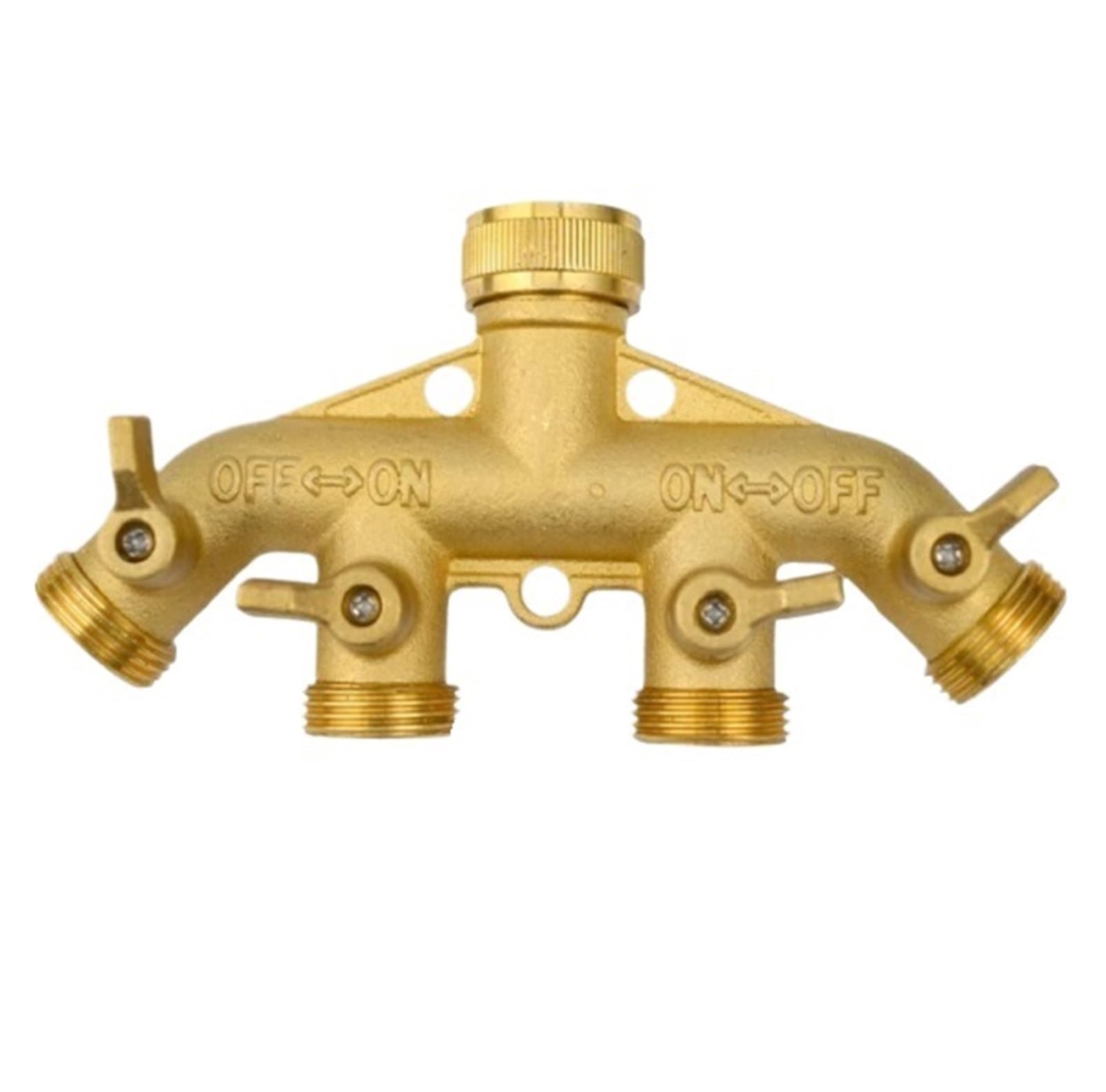 Divisor de Grifo de Agua de latón, Cierre Hexagonal de 1-2-4 vías, 3/4 Pulgadas(4 Way USA)