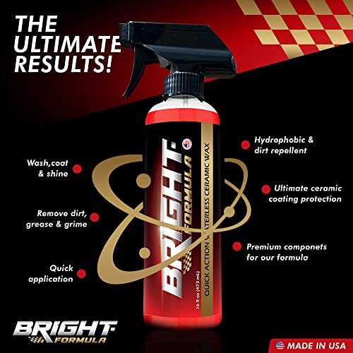 Bright Formula Ceramic Coating For Cars - Ceramic Coating Car Wax 16Oz - Ceramic Wax Waterless Wash - Car Spray Wax - Car Wax Polish - Ceramic Spray Wax For Car Detailing - Ceramic Detail Spray #TOP1